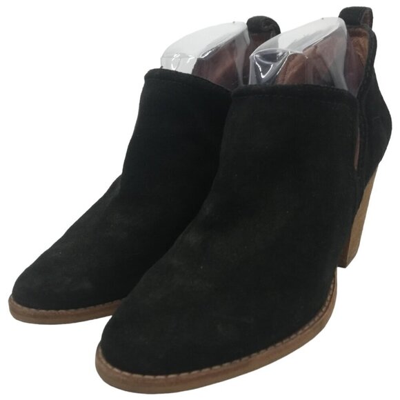 Jeffrey Campbell Rosalee Black Suede Ankle Boots Booties Size 8.5 Leather Block - Picture 1 of 12
